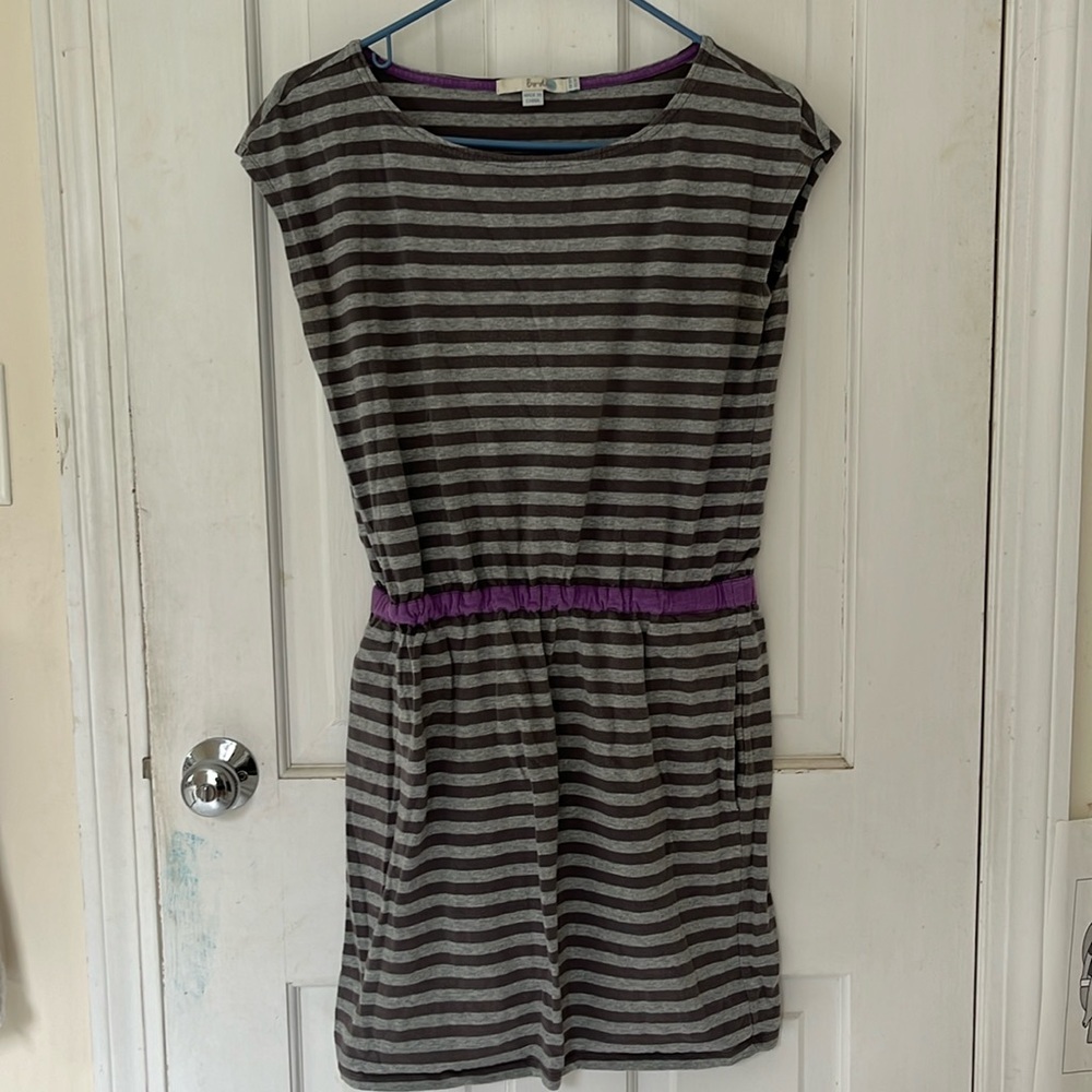Great Condition Boden Purple and Gray Stripe Jersey Short Dress, size 6P